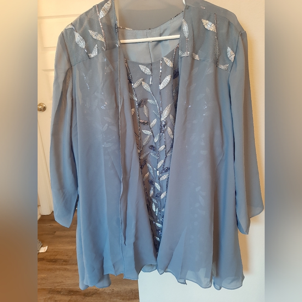 Formal 3 Piece Skirt & Jacket Set , Dusty Blue. Wedding/Evening Wear, NEW